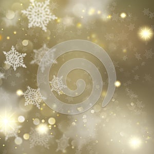Christmas golden holiday glowing background. EPS 10 vector