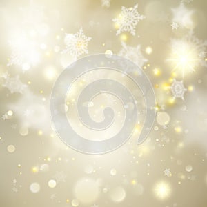 Christmas golden holiday glowing background. EPS 10 vector