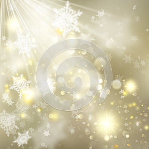 Christmas golden holiday glowing background. EPS 10 vector