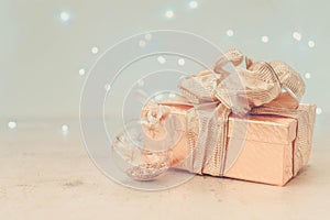 Christmas golden present box