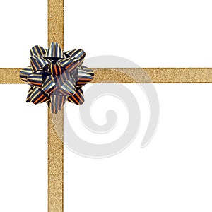 Christmas golden ribbon and bow