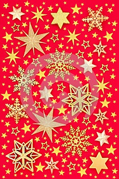Christmas Golden Star and Snowflake Background