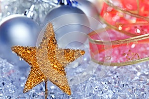 Christmas golden star symbol silver baubles