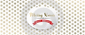 Christmas golden vector background illustration with snowflakes and Merry Christmas text