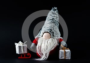 Christmas Gonk. Christmas and New Year concept, greeting card, copy space