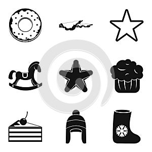 Christmas goodies icons set, simple style