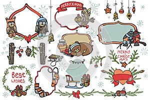Christmas graphic elements,animals set