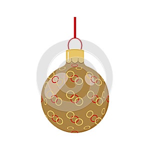 colorful shiny christmas ball on a ribbon