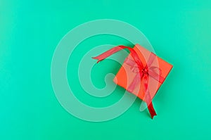 Christmas green background with gifts  in red Wrapping Paper