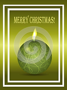 Christmas green card with candle and text