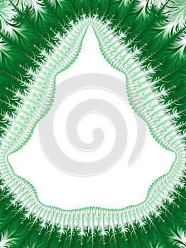 Christmas Green White Border. Shape of a Christmas tree. Frost P