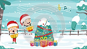 Christmas Greeting Animation With Cartoon Characters