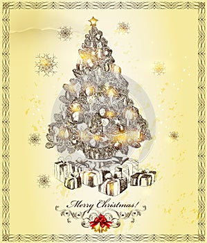 Christmas greeting beige card