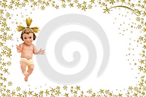 Christmas greeting blank card, Baby Jesus vintage figurine