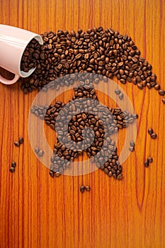 Christmas Greeting Card Background With Coffee Beans