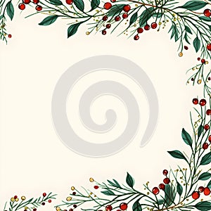 Christmas greeting card banner with copy space for text background, Watercolor hand drawn style, digital paper, AI generated,