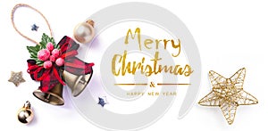 Christmas greeting card; Christmas element on white background; top view