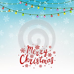 Christmas greeting card with light bulbs photo