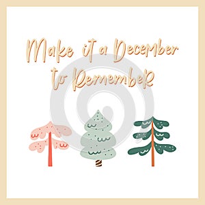 Christmas greeting card design with holiday elements in modern style, simple cute greeting card design.