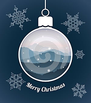 Christmas greeting card with hanging bauble