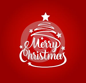 Christmas greeting card. Merry Christmas lettering. Vector illustration