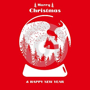 Christmas Greeting Card. Merry Christmas lettering, vector illustration EPS