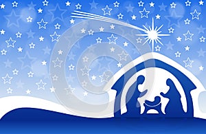 Christmas greeting card with Nativity scene