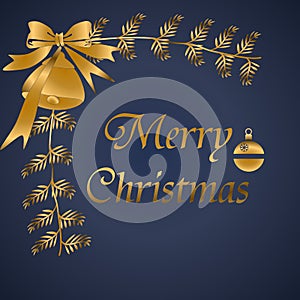 Christmas greeting card in navy blue and gold