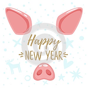 Christmas greeting card with pig