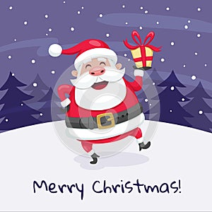 Christmas Greeting Card of Santa Claus dancin