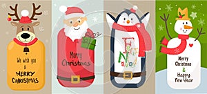 Christmas greeting card set vector stock