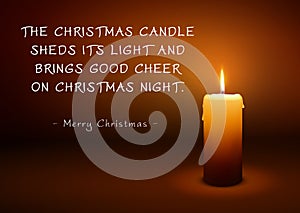 Christmas Greeting Card with Single Candle and Poem