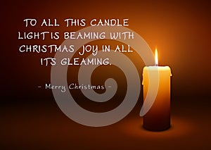 Christmas Greeting Card with Single Candle and Poem