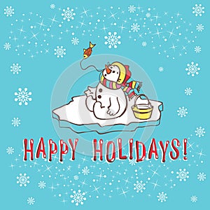 Christmas greeting card. Snowman.