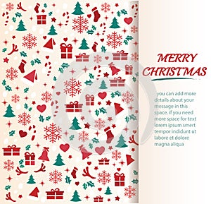 Christmas greeting card with space pattern background vector illustration