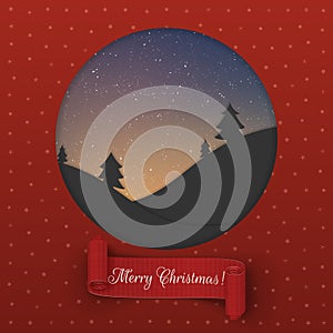 Christmas greeting Card template with red Ribbon