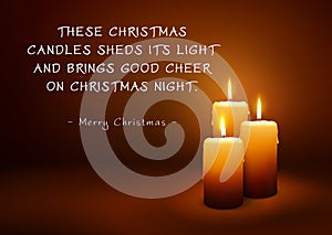Christmas Greeting Card with Three Candles and Poem