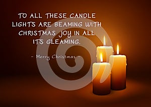 Christmas Greeting Card with Three Candles and Poem