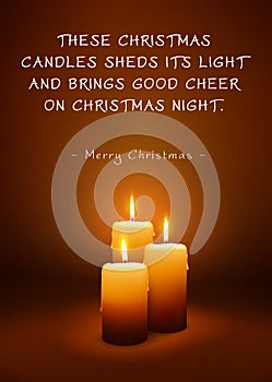 Christmas Greeting Card with Three Candles and Poem