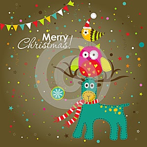 Christmas greeting card, vector