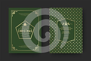 Christmas greeting card vintage typographic quote design vector illustration with pattern