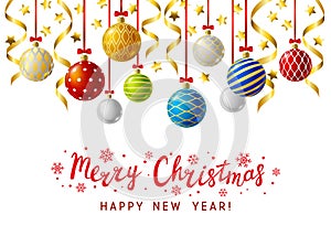 Christmas greeting card with Xmas balls