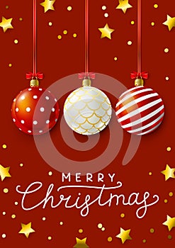 Christmas greeting card with Xmas balls