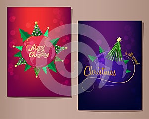 Christmas greeting cards set, illustration.