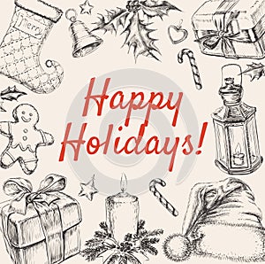 Christmas Greeting Happy Holidays Vector illustration Christmas Greeting Happy Holidays Vector illustration