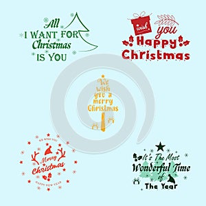 Christmas Greeting Text vector set photo
