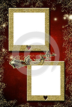 Christmas greeting with two empty frames