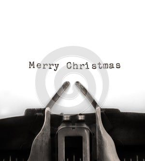 Christmas Greeting Typed by Vintage Typewriter photo