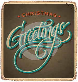 CHRISTMAS GREETINGS vintage card (vector)