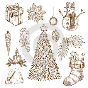 Christmas Hand Drawn Elements Set